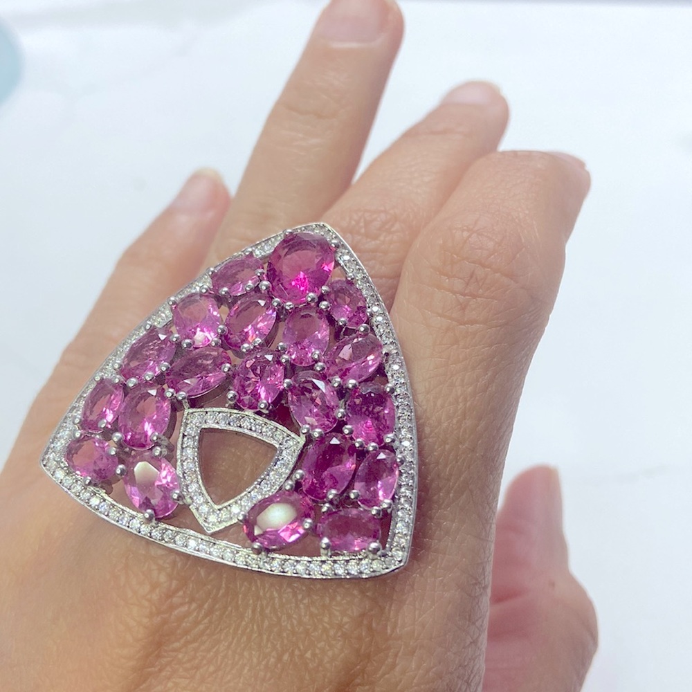 Art Deco Sterling silver Pink Topaz size 9